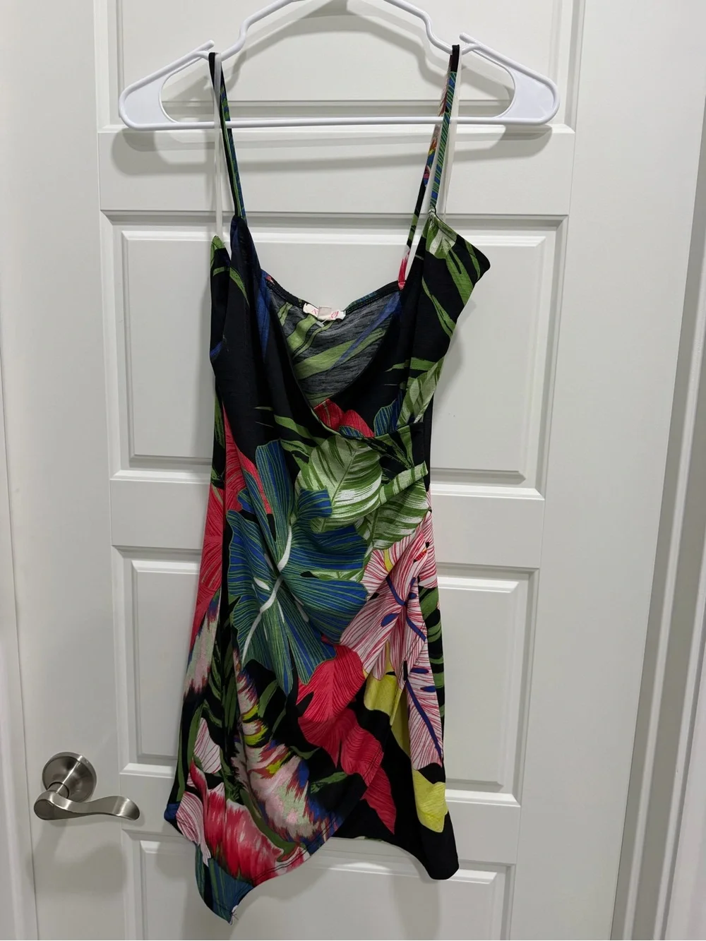 ☀️ a'gaci NWOT - Black Multi Tropical Slip Dress - Picture 1 of 6